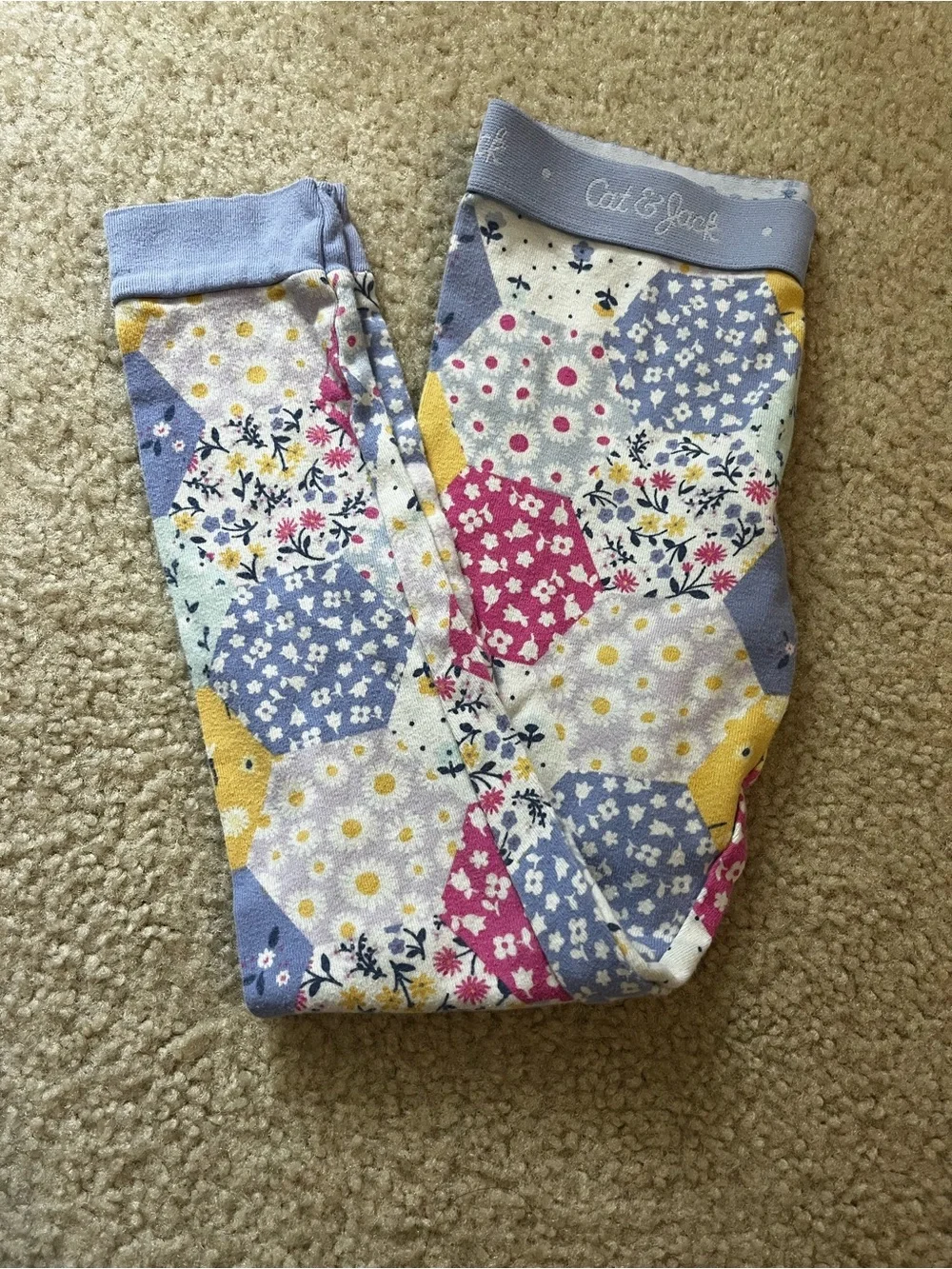 Girls Floral Patchwork Pajama Set - Lavender, Yellow, Pink